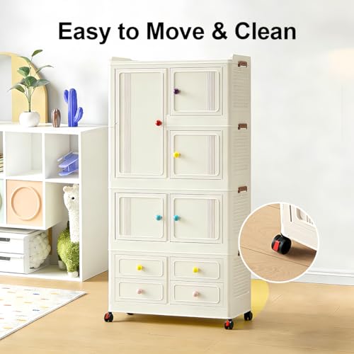 Stackable Storage Bins with 4 Drawers, 314QT Foldable Storage Cabinet with Wheels & Lids, Large Capacity Closet Organizers and Storage for Home, Apartment, Dorm, Closet - Easy No-Tool Assembly - size: Style A