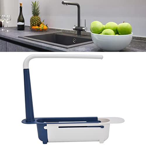Zerodis Telescopic Sink Storage Rack, Telescopic 2in1 Sink Expandable Storage Drain Basket Towel Rack Under Sink Organizers Telescopic Sponge Soap Holder for Kitchen Sink (Blue) - color: Blue