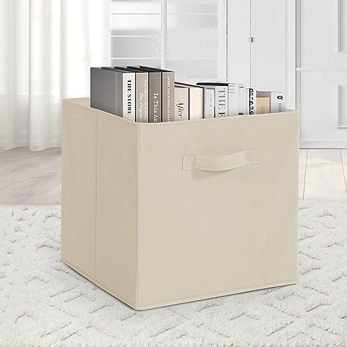 11x11 Storage Bins, Set of 8 Storage Cubes, Collapsible Cube Storage Box, Fabric Closet Organizers with Handles for Home, Office, Closet Shelf Cabinet, Bookcase, Beige - color: Beige, size: 8 Pack