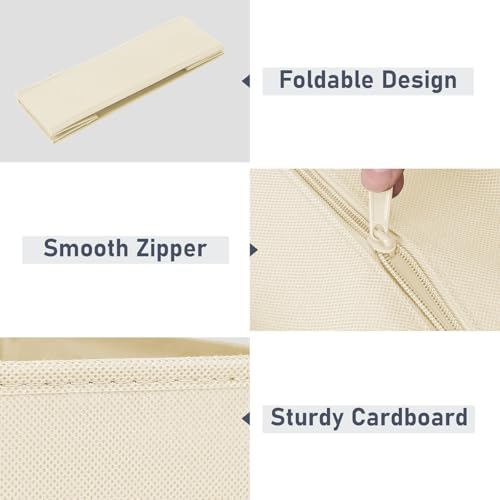 DIMJ Drawer Organizer Clothes - 20 Pack Closet Drawer Organizer Bins for Baby Clothes Storage, Fabric Dresser Organizer for Nursery Bedroom, Foldable Small Drawer Dividers for Underwear Socks - color: Beige, size: 20 Pack