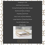 BLU MONACO | Paper Tray Stackable Gold Mesh Set of 2 | Stackable File Trays for Desk Organization | Tiered Desk Organizer with Metal Letter Trays - color: Gold