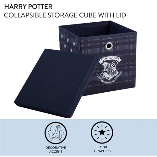 Harry Potter Collapsible Storage Cube with Removable Lid,10” x 10” x 10” Fabric Organizer Bin for Kids Bedroom, Closet or Playroom Décor - color: Harry Potter