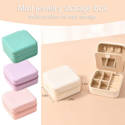 Mini Jewelry Box with Mirror, Portable Travel Jewelry Case Organizer with Multiple Compartments and Soft Velvet Lining, Compact Storage Solution for Earrings Necklaces and Rings(Orange)