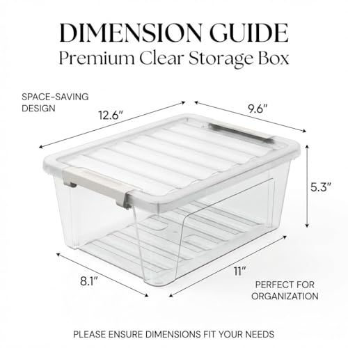 WYT 6-Pack Clear Plastic Storage Bins with Lids, 8 Quart Organizer Container Box with Latch Buckles