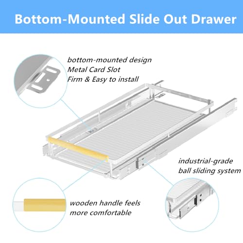Pull Out Cabinet Organizer 2Pack, Heavy Duty Slide Out Pantry Shelves, Sliding Drawer Pantry Shelf for Kitchen, Living Room, Home, 14.16''-24.16''W x 17.3''D - color: 2 pack, size: M(14.16''-24.16''W x 17.3''D)
