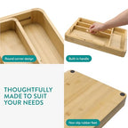 Navaris Bamboo Kitchen Drawer Organizer - Adjustable Silverware Organizer, Utensil Holder & Cutlery Tray - 11 Slots - Expandable Tray for Office, Tools, Makeup, Stationery