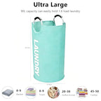A large 90 liter laundry basket that can be folded for easy carrying. Suitable for bathrooms, laundry rooms, and travel (Blue) - color: Blue