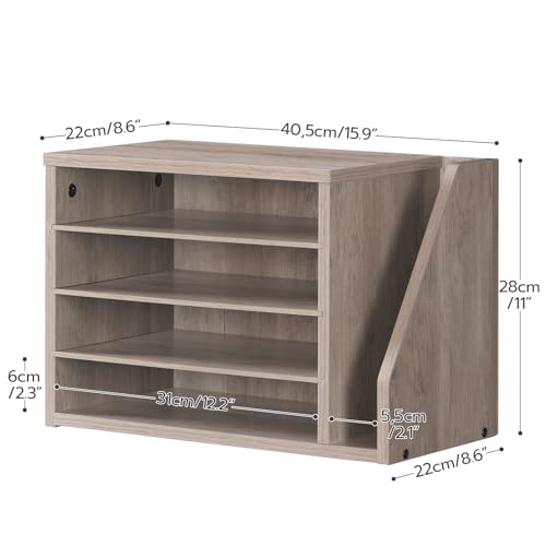 HOOBRO Mail Sorter, Literature Organizer with Adjustable Shelves, Paper Organizer for Office, Home, Wood Countertop Mail Sorter, File Holders, Magazines, Greige BG41WF01N1 - color: Greige