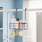 HapiRm Hanging Shower Caddy Organizer - No Drilling Shower Organizer with Hooks, Rustproof & Waterproof 304 Stainless Steel Bathroom Shelves - Black (1 Basket) - color: Black- 1 Basket
