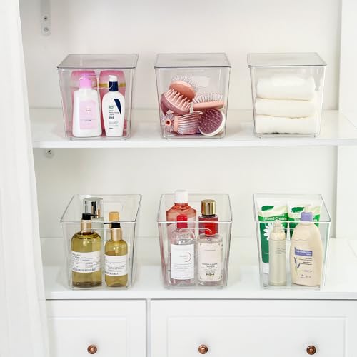 Vtopmart 8 Pack Clear Stackable Storage Bins with Lids,XLarge Plastic Containers with Handle for Pantry Organizer and Storage,Perfect for Kitchen,Fridge,Cabinet, Closet,Bathroom Organization - size: XL(13"L x 7.4"W x 7"H)