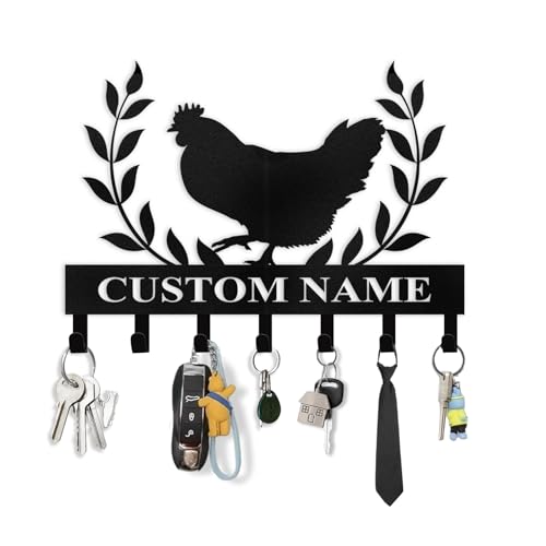 Custom Key Rack Wall Mount - Custom Chicken Metal Coat Hooks for Wall, Coat Rack Organizer, Key Hanger Wall Art Decor, Key Rack Storage for Farmhouse Storeroom Entryway, Housewarming Gifts - color: Color01 Chicken