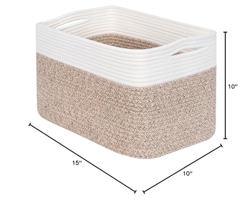 MINTWOOD Design Storage Basket for Shelves, Decorative Baskets for Organizing, Book Basket, Storage Cube Bin Box, Woven Closet Organizer, Pantry Closet and Shoe Basket, Light Brown - color: Oatmeal Brown
