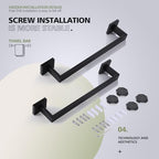 KOKOSIRI 16-Inch Single Towel Bar, Bathroom Kitchen Towel Holder, Wall Mounted SUS304 Stainless Steel Towel Rack 2 Pack, Matte Black, B4003BK-L16-P2 - color: Matte Black, size: 16-Inch (2 Pack)