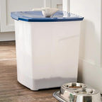 Clean 25 lb Airtight Dog and Cat Food Storage Bin with Locking Lid – Space-Saving Plastic Container for Pantry; Cupboard; and Pet Feeding Station