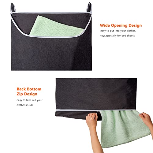 SAVERHO Black Hanging Laundry Hamper Bag, XL Door Hanging Hamper with Large Openging Laundry Hamper Storage Bag Large Size 36X22 Inch (Black) - color: Black