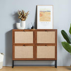 Shoe Cabinet, Shoe Storage Cabinet with 4 Flip Drawers, Freestanding Shoe Organizer Shoe Rack for Entryway, Hallway, Living Room (Walnut - 4 Tiers) - color: Walnut - 4 Tiers