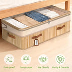 Livole Bamboo Under Bed Storage, 6-10 inches Height Adjustable Underbed Storage Containers, 92L XXXL Large Under Bed Storage Bins with Clear Lid & Label for Clothes, Blankets, Sweater, Shoes, 1 Pack - size: Expandable - 10"H