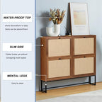 Shoe Cabinet, Shoe Storage Cabinet with 4 Flip Drawers, Freestanding Shoe Organizer Shoe Rack for Entryway, Hallway, Living Room (Walnut - 4 Tiers) - color: Walnut - 4 Tiers