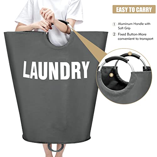 Maxsilan 160L XX-Large Laundry Basket, Freestanding Tall Clothes Hamper, Collapsible Laundry Bag, Dark Grey - color: Dark Grey, size: 160L