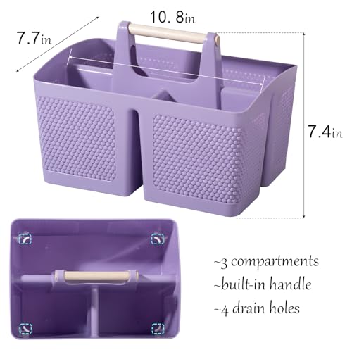 rejomiik Portable Shower Caddy Basket Plastic Cleaning Caddy Organizer Storage Tote with Handle for Bathroom, College, Dorm Room Essentials, Purple - color: Purple
