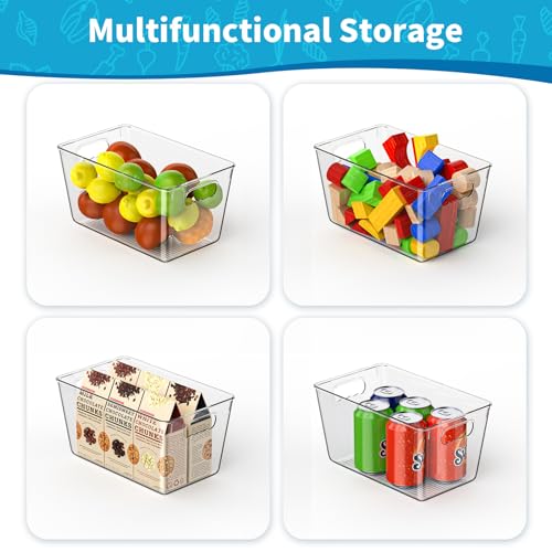 Clear Pantry Organizer Bins, Plastic Organizers & Storage Containers, Cabinet Organizer, Home Organization Must Haves for Kitchen, Laundry Room, Office, Closet & Freezer (4 Pack) - color: 4 Pack, size: M (10"L x 6"W x 5"H)