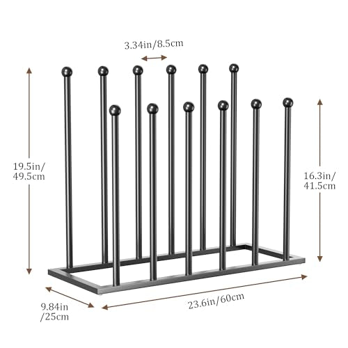 pickpiff Free Standing Shoe Racks - 19.5 Inch Black Metal Boot Rack Organizer Tall Boots for Dorm Room, Closet, Entryway, Bedroom, Patio Outdoor, Hallway, Black, Shoe Storage Fit for 6 Pairs - color: Black, size: High Poles - Medium for 6 Pairs