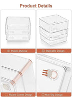 SMARTAKE 20-Piece Drawer Organizer with Non-Slip Silicone Pads, 7-Size Desk Drawer Organizer Trays Storage Tray for Makeup, Jewelries, Utensils in Bedroom Dresser, Office and Kitchen (Clear) - size: 20 PCS