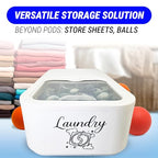 Skywin Laundry Pod Container with Slide Lid, 15 x 8.7 x 4.5 In, Holds 11 Pounds OR 120-150 Pods, White with Print - color: White with Print, size: 1 Pack