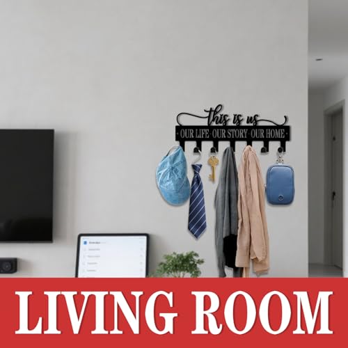 Key Holder Wall Mount, This is Us Sign, Key Holder Wall for Wall Decorative with 6 Hooks, Organizer Rack Hanger for Entryway, Front Door, Hallway, Office 9.8 inches - color: This is Us
