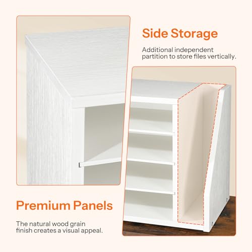 HOOBRO Mail Sorter, Literature Organizer with Adjustable Shelves, Paper Organizer for Office, Home, Wood Countertop File Holders, Mails, Magazines, White WT41WF01 - color: White