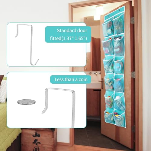 GOMAJI Over the Door Hanging Shoe Organizer, 12 Pockets, Turquoise - color: Turquoise
