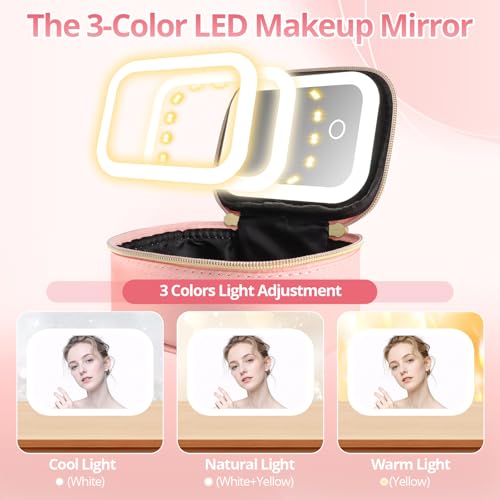 Mini Initial Makeup Bag With Led Mirror With Lights Gifts For Women Girls, Small Makeup Box For Travel Gift, Cosmetic Bag Make Up Organizer Personalized Bags Birthday Christmas Gifts For Womens (I) - style: I