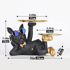 Bulldog Tray Statue - Bulldog Butler with Storage Tray for Entryway Key Holder, Ring Holder, Living Room Coffee Table Candy Dish, Modern Home Office Desktop Decor (Black)