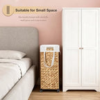 Rolling Laundry Hamper with Wheels, Slim Laundry Basket with Removable Liner Bag & 2 Mesh Bags, Handwoven Water Hyacinth Clothes Hamper for Bedroom Bathroom (Natural, 65L) - color: Natural/No Lid/65L
