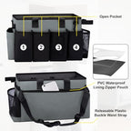 Wearable Large Cleaning Caddy Bag for Housekeeper, Clean Supply Organizer with Adjustable Shoulder, Waist & Handle Straps, Detailing Bag for Kitchen Supplies (Black&Gray) - color: Black&Gray