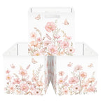 Clastyle 3 pcs 11.8'' Spring Summer Flower Storage Basket for Shelves with Metal Frame Large Butterfly Girl Clothes Toy Book Cube Bin for Bedroom Playroom,Pink - color: Watercolour