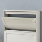 Shoe Storage Cabinet with 2 Flip Drawers, Freestanding Legs for Entryway, Slim Off White - size: 2 Flip Door
