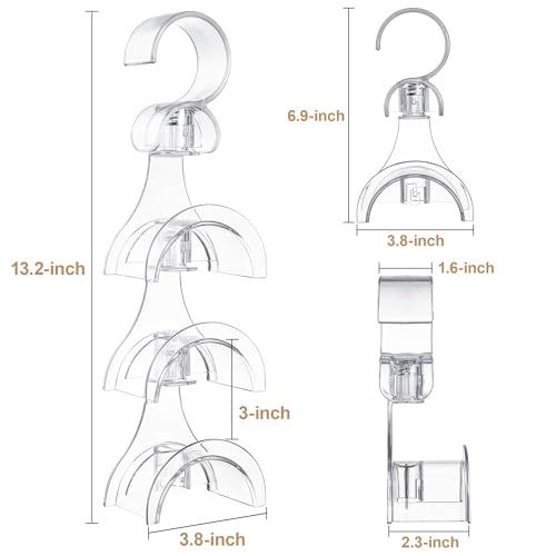 Cozcty Purse Hanger Closet, 2 Pack Clear Purse Organizer for Closet, Heavy Duty Bag Holder with 6 Hooks, Space Saving Hanging Bag Organizers and Storage for Handbags, Totes