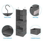 MAX Houser 5 Tier Shelf Hanging Closet Organizer, Cloth Hanging Shelf with 2 Sturdy Hooks for Storage, Foldable (Grey-D2) - color: Grey-d2
