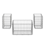 Set of 3 Living Room Tables - Metal Basket Storage with Removable Lids - 2 Small Side and 1 Large Accent Table by Lavish Home (Brown/Black) - color: Brown Square 3