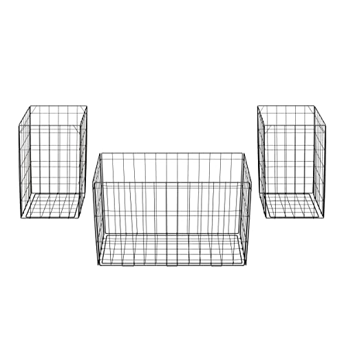 Set of 3 Living Room Tables - Metal Basket Storage with Removable Lids - 2 Small Side and 1 Large Accent Table by Lavish Home (Brown/Black) - color: Brown Square 3