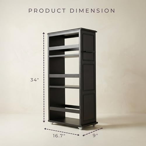 Lavish Home 3-Tier Slim Rolling Storage Cart - 16.7” x 9” Narrow Rolling Cart with Handle and Wheels for Bathroom, Laundry Room, and Kitchen Organization - Pull-Out Home Organizers (Black) - color: Black, size: 16.7”W x 9”D