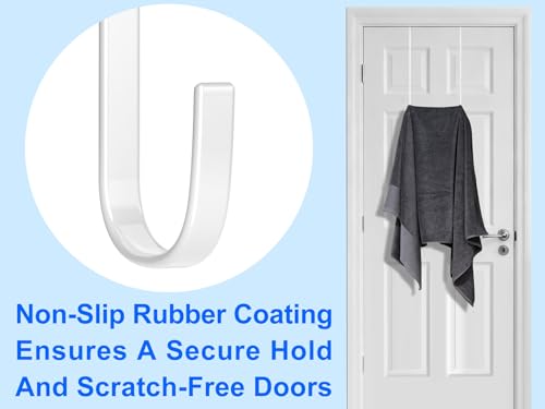 Mars-Rock Over the Door Metal Hooks with Plastic Coating 14.2" Fit 0.5" to 1 3/8" Door 4 Pcs Heavy Duty Single Towel Robe Rack Wreath Bathroom Shower Hanger Shoe Organizer Ironing Board Long White - color: M: WT 14.2" fit 0.5" to 1 3/8" door 4pcs