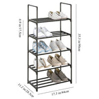 5-Tier Small Shoe Rack, Metal Stackable Kids Shoe Shelf Storage Zapateras Organizer,Narrow Shoe Rack Sturdy for Closet Hallway Entryway Living Room Bedroom (Black) - size: 5-Black
