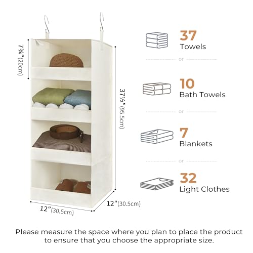 GRANNY SAYS 4-Shelf Hanging Organizer, Closet Hanging Shelves, Space Saver for Bedroom & Living Room, Beige, 2-Pack - color: 4-shelf Beige, size: 2-Pack