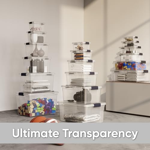 Superio Small Clear Plastic Storage Bin with Lid, 11 Qt, Non-Toxic, BPA Free, Odor Free, Organizer Storage Box, Stackable Plastic Tote for Home, Garage, School, and Office - size: 14.15" x 10" x 6.5"