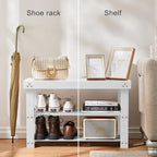 Pipishell Bamboo Shoe Rack Bench, 3-Tier Sturdy Shoe Organizer, Storage Shoe Bench, Holds up to 300lbs for Entryway Bedroom Living Room Balcony (White) - color: White
