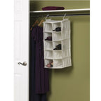 Household Essentials 311344 10 Pocket Hanging Shoe Storage Organizer for Closets | Natural Canvas - color: Natural