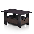 Furinno Andrey Coffee Table with Bin Drawer, Dark Walnut - color: Dark Walnut, style: 2 Bin