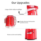 Upgrade Rotary Cheese Grater Shredder with Handle, Strong Suction Base, Multi-purpose Rotary Grater Slicer with 5 Interchangeable Blades for Ice, Vegetables, Fruit, Nuts with Blade Storage Box - color: Red